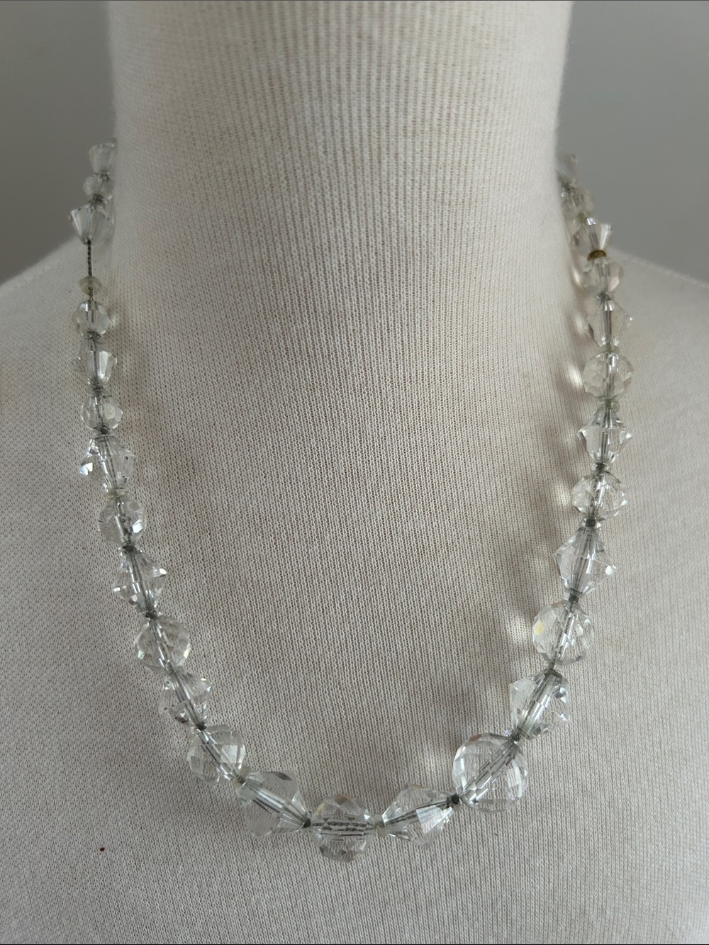 Vintage  Crystal Bead Necklace With Sterling Clasp